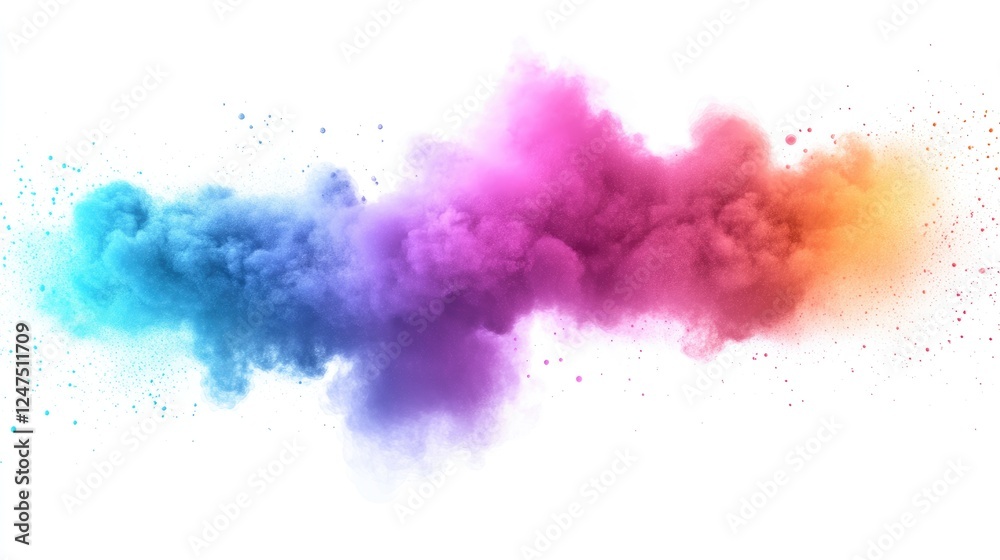 Obraz premium A colorful explosion of vibrant smoke and dust in shades of blue, pink, and orange.