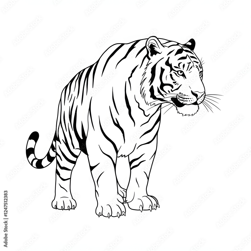 Fototapeta premium Walking White Tiger Illustration