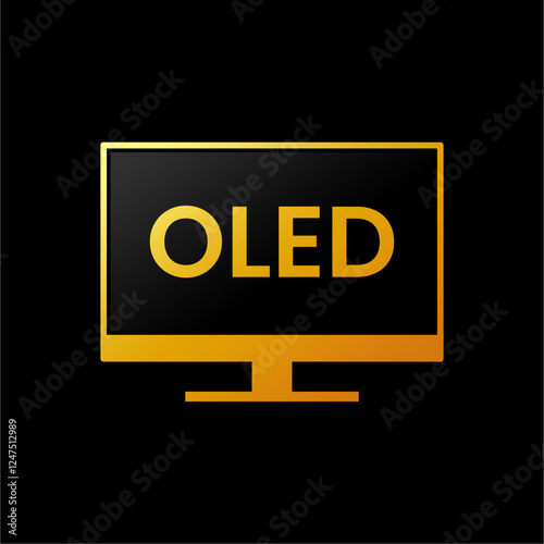 Monitor Screen Panel OLED Technology Icon. Perfect for Computer Screen Panel Information Label on your product