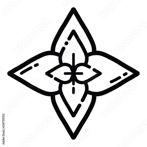 Decorative Floral Ornament Outline Icon Isolated On White Background