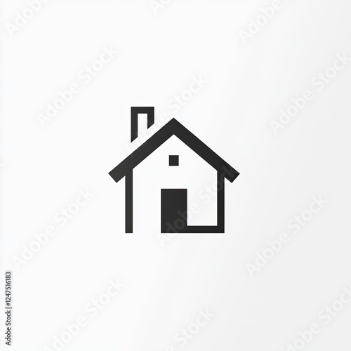 Simple black house icon on white background, minimalist home symbol.