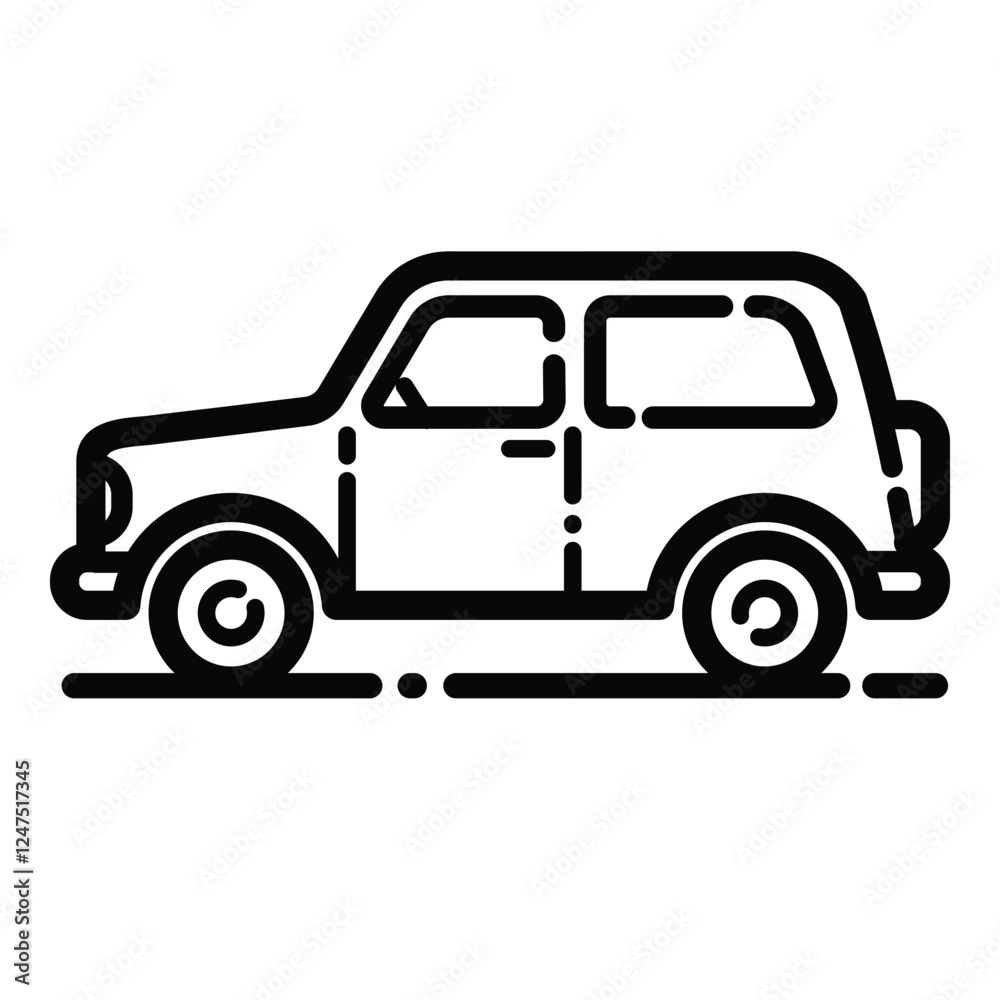 Off-Road Adventure SUV Car Outline Icon Isolated On White Background Off-Road Adventure SUV Car Outline Icon Isolated On White Background