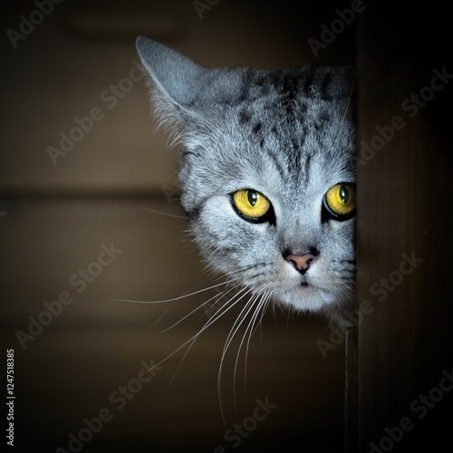 Grey Tabby in Shadows
