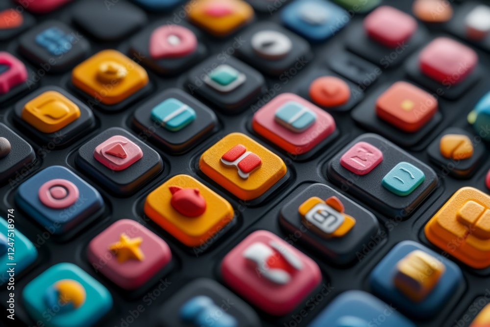 Closeup of colorful buttons on a modern gaming controller Closeup of colorful buttons on a modern gaming controller