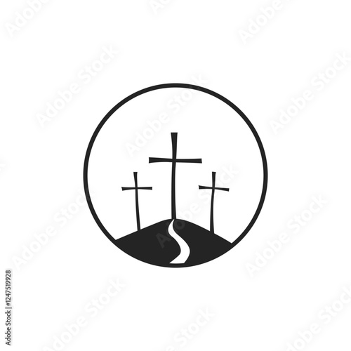 Cross symbol. Three crosses. Calvary. Vector.