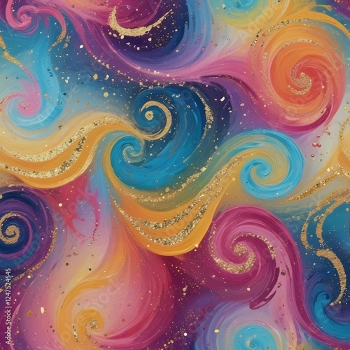 Acrylic Paint Swirls with Glitter Abstract paint