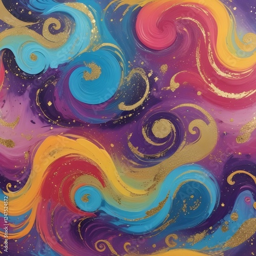 Acrylic Paint Swirls with Glitter Abstract paint