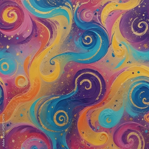 Acrylic Paint Swirls with Glitter Abstract paint