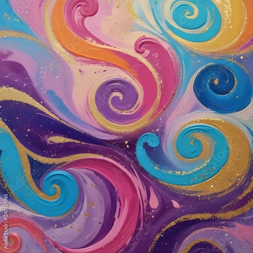 Acrylic Paint Swirls with Glitter Abstract paint