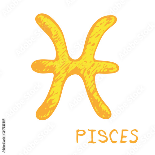 Hand drawn pisces zodiac sign Esoteric symbol doodle Astrology clipart Element for design