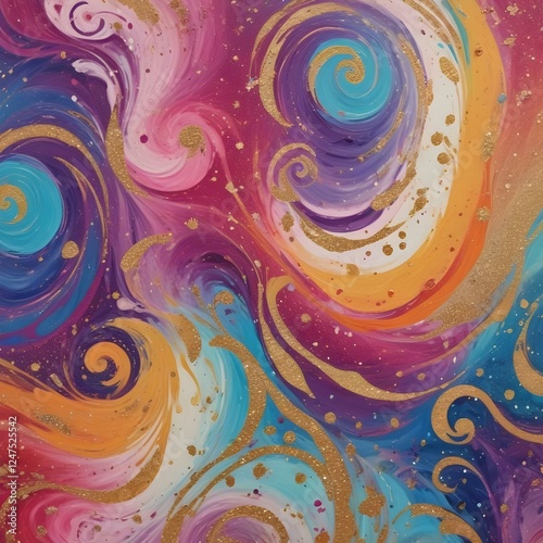 Acrylic Paint Swirls with Glitter Abstract paint