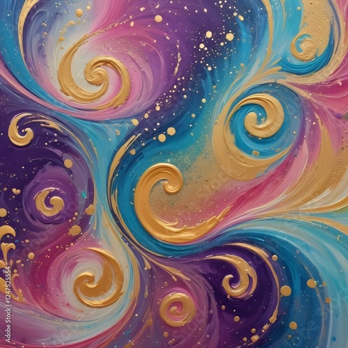 Acrylic Paint Swirls with Glitter Abstract paint