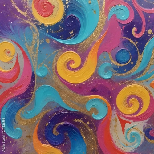 Acrylic Paint Swirls with Glitter Abstract paint