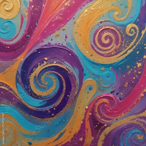 Acrylic Paint Swirls with Glitter Abstract paint