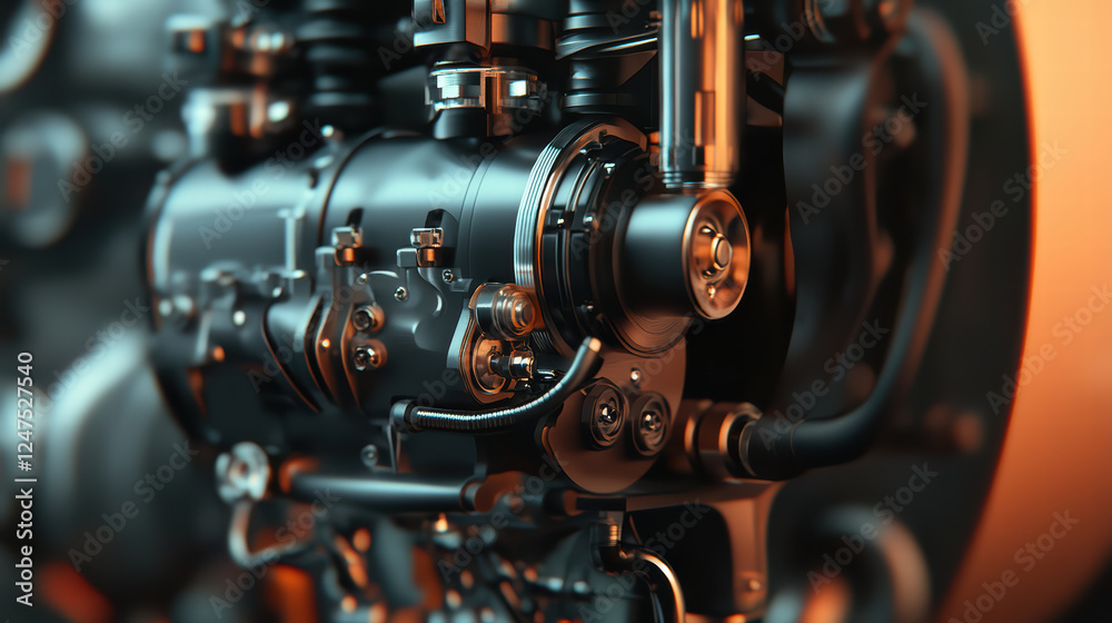 detailed view of engine fuel system showcasing intricate components and design. image highlights mechanical precision and engineering involved in automotive technology detailed view of engine fuel system showcasing intricate components and design. image highlights mechanical precision and engineering involved in automotive technology