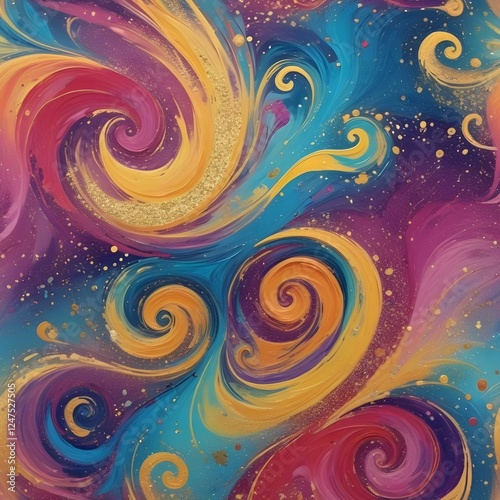 Acrylic Paint Swirls with Glitter Abstract paint