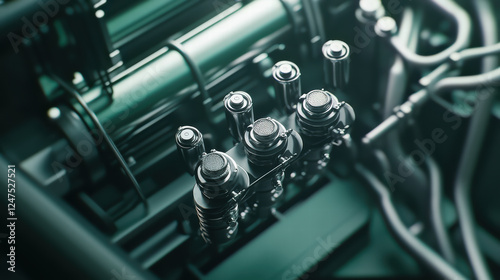 detailed view of engine fuel system showcasing injectors and pipes, highlighting intricate design and engineering involved in modern automotive technology