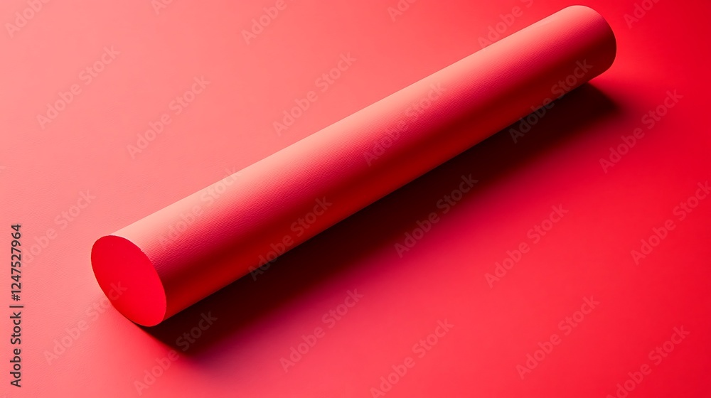 Red cylinder, studio shot, background, design Red cylinder, studio shot, background, design