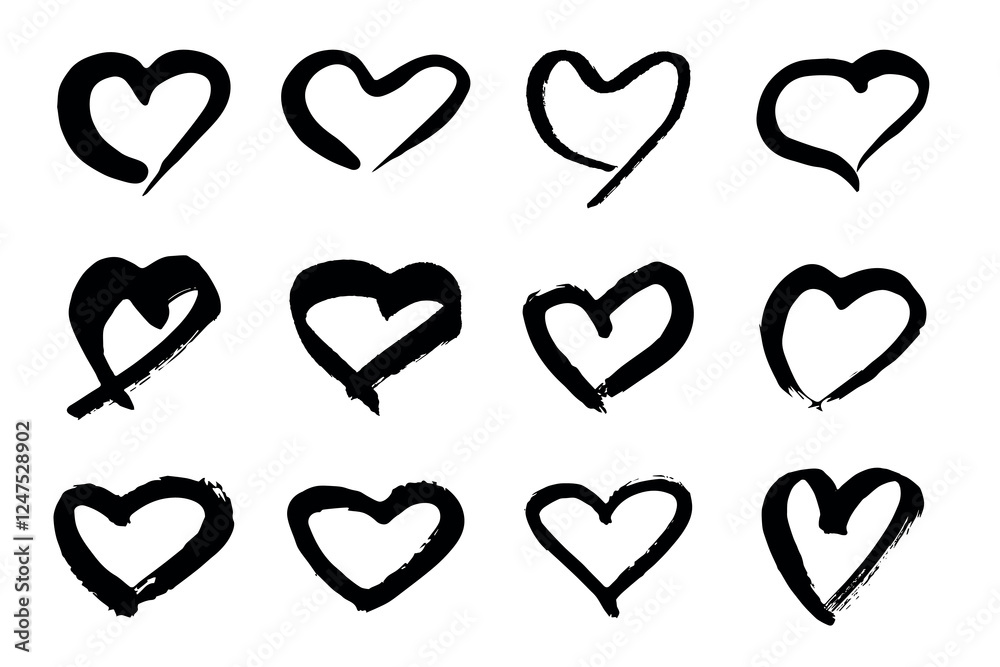 Set of simple hand drawn heart drawing illustration Scribble heart doodle Love clipart Set of simple hand drawn heart drawing illustration Scribble heart doodle Love clipart