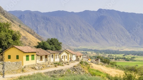 Wallpaper Mural Pastel Houses in a Mountain Valley Torontodigital.ca