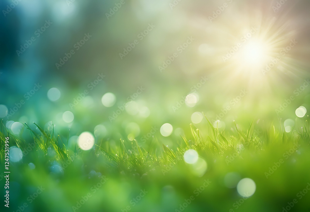 Obraz premium gradients graphic colour bokeh element sun blue green glow fresh background abstract spring horizontal nature soft blur colourful light effect summer wallpaper concept design round shiny art season