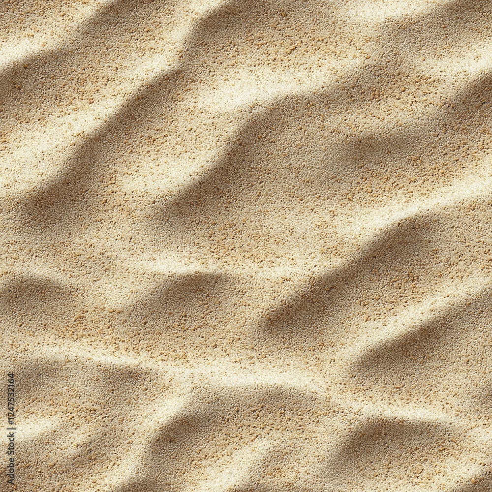 Rippling sand texture with sunlit patterns on beach