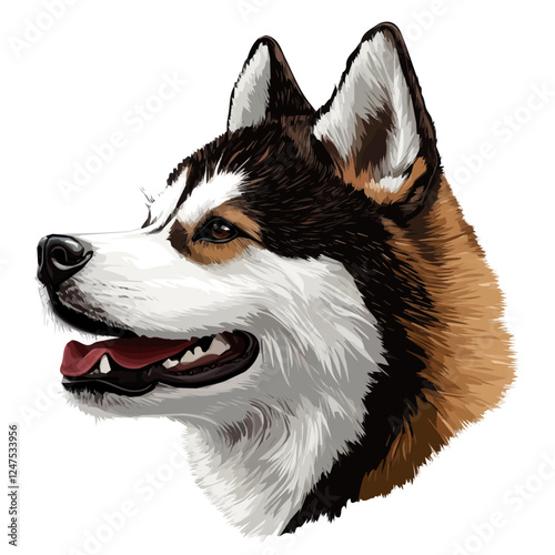 Akita Head – Powerful Watercolor Vector Illustration for Creative Projects  
