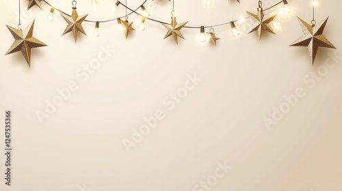 A decorative string of golden stars and lights against a neutral background.