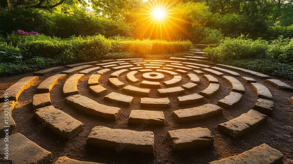 Walking a sacred labyrinth as part of a mystical ritual encapsulates the journey of life and the process of self-discovery. Walking a sacred labyrinth as part of a mystical ritual encapsulates the journey of life and the process of self-discovery.