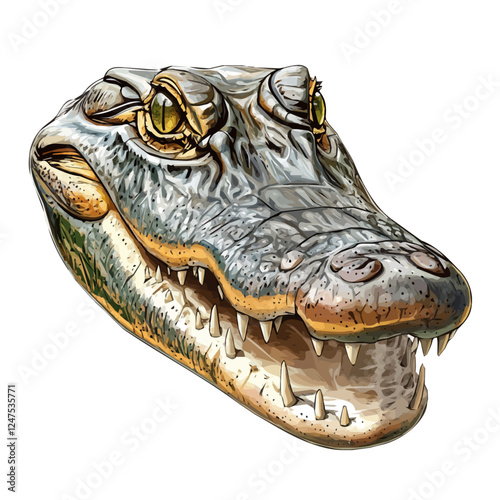 Alligator Head – Bold Watercolor Vector Illustration for Creative Designs  

