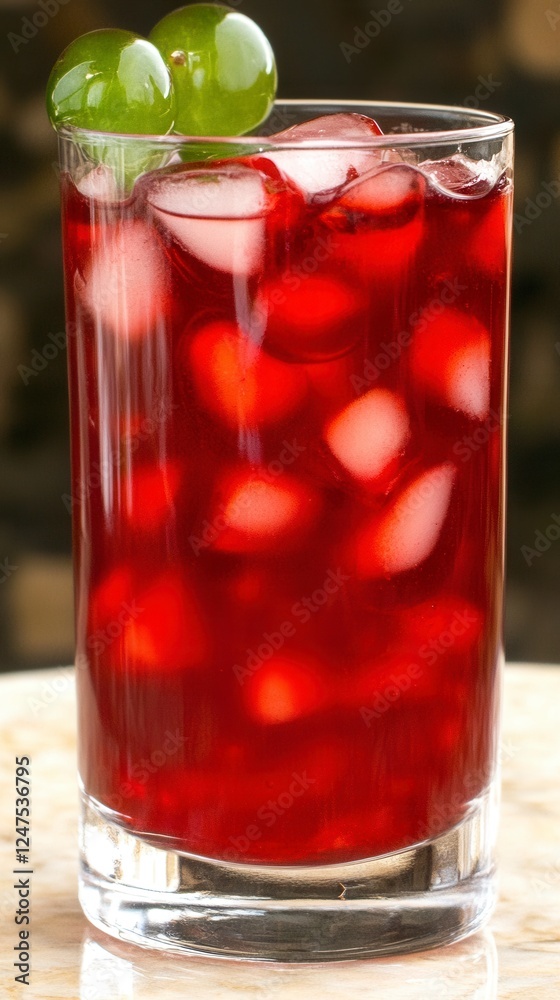 Refreshing Red Cocktail with Cherries Refreshing Red Cocktail with Cherries