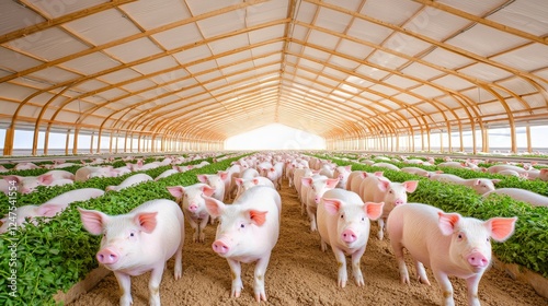 Automated pigpen equipped with real-time environmental monitoring systems, focusing on animal welfare and efficient space utilization in farming