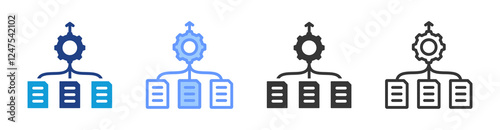 Task consolidation icon set multiple style collection