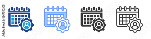 Workload scheduling icon set multiple style collection