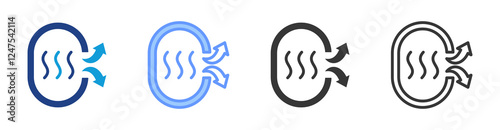 Waste heat reuse icon set multiple style collection