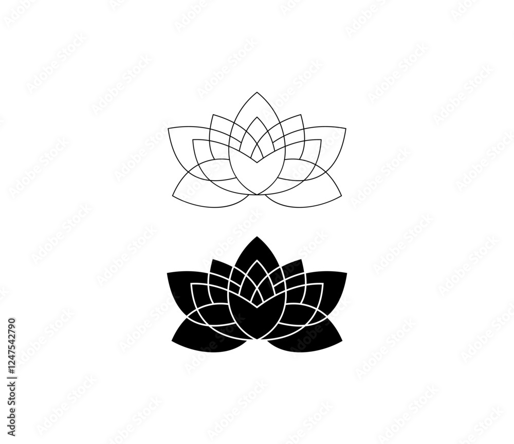 Fototapeta premium Lotus, flower abstract logo isolated on white