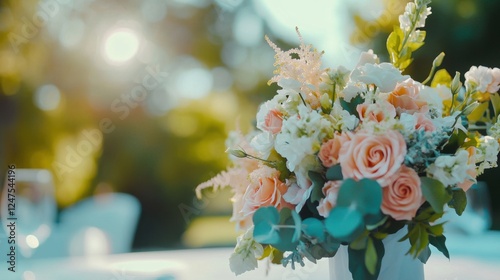 beautiful peach and white wedding bouquet photo