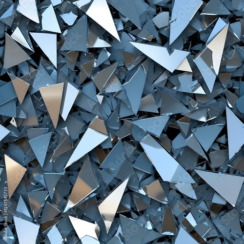 Digital Shards Broken glass like shards with metal