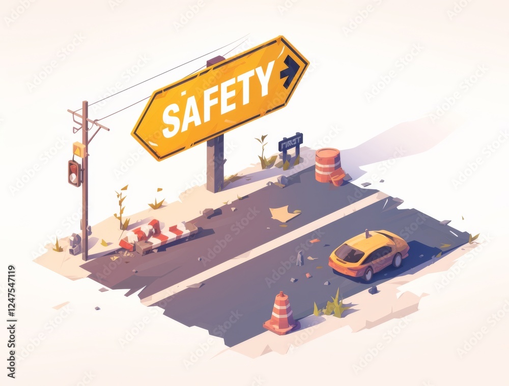 Naklejka premium an isometric traffic sign with 