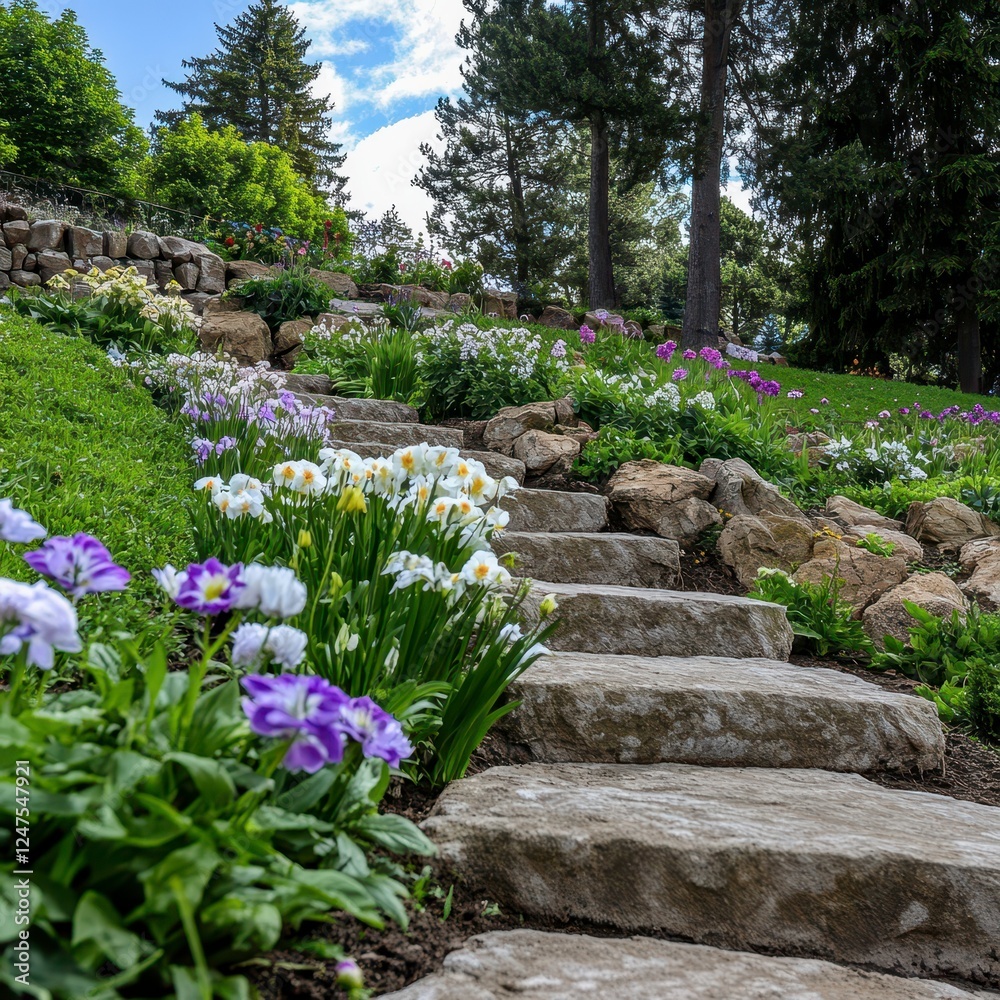 Stone Steps Through a Blooming Garden Stone Steps Through a Blooming Garden