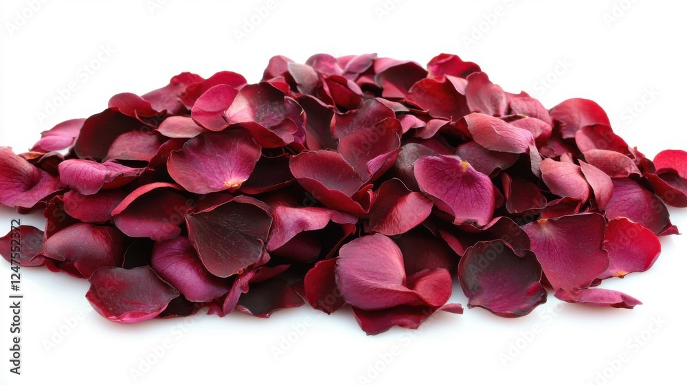 deep red rose petals pile isolated on white background deep red rose petals pile isolated on white background