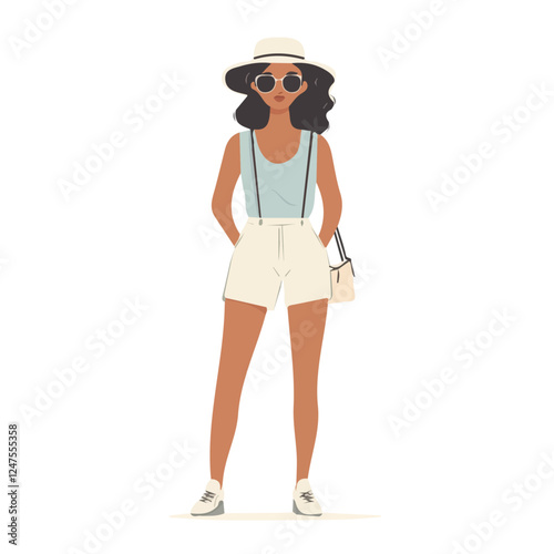 Israeli Women's Summer Fashion | Casual & Traditional Attire Vector Illustration
