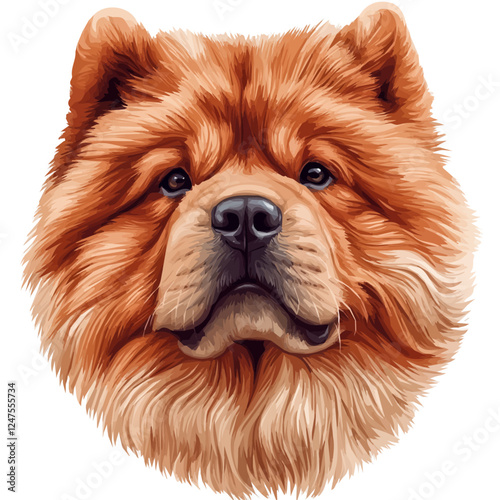 Chow Chow Head Vector – Detailed Stylized Illustration for Artistic Creations  
