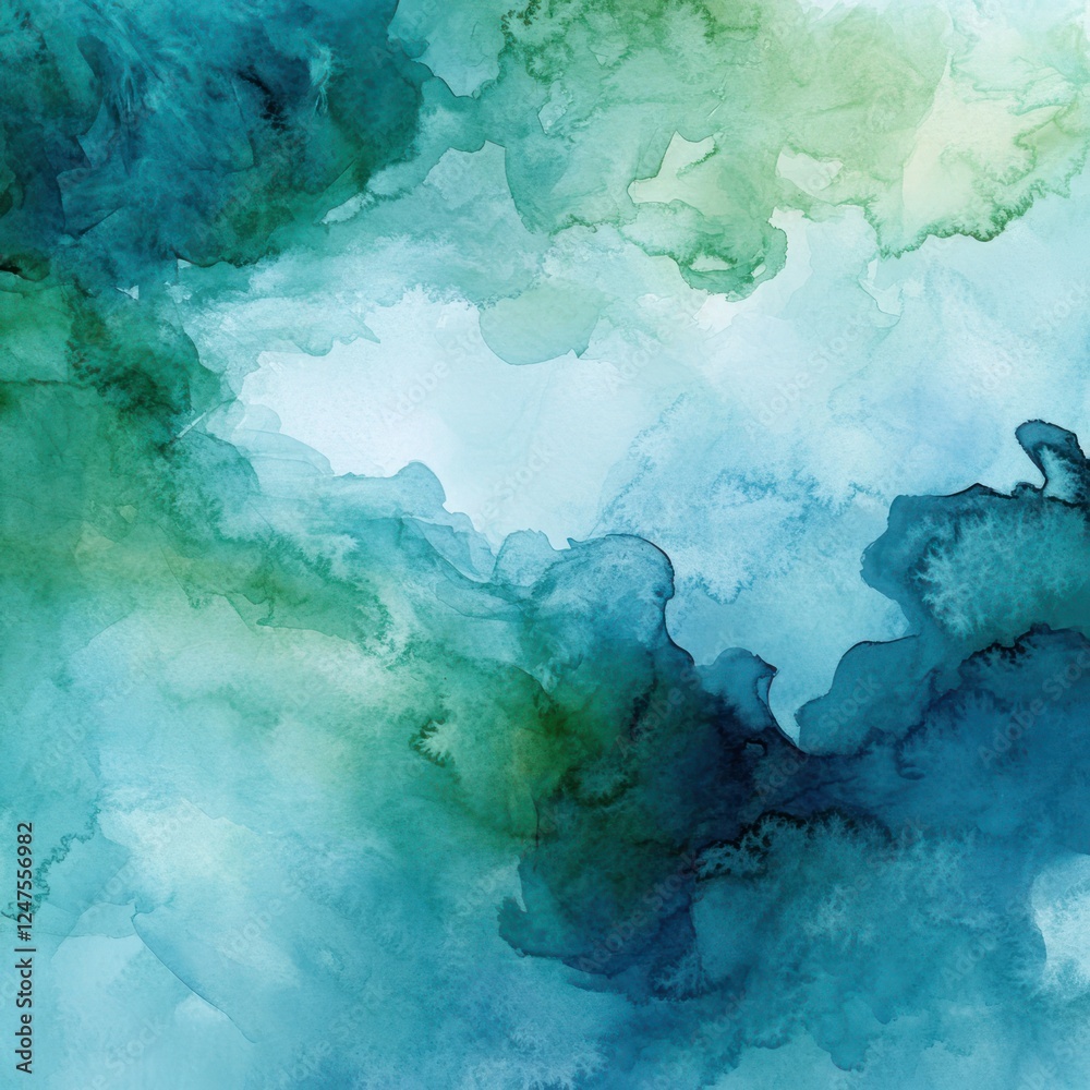 Teal green watercolor abstract art texture background design Teal green watercolor abstract art texture background design