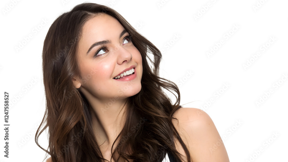 Young woman smiling and looking to the side Young woman smiling and looking to the side