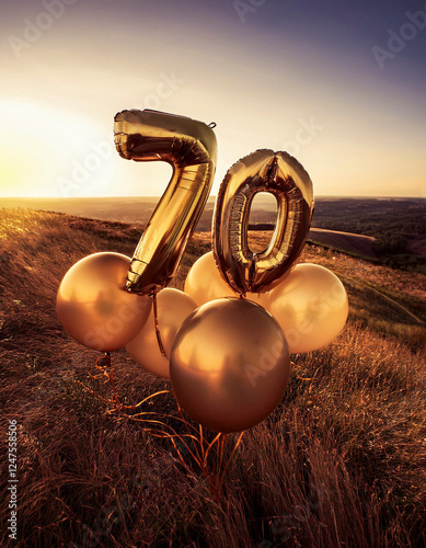Balloons inflated to celebrate the 70th anniversary