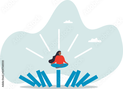 Self discipline or self control to complete work or achieve business target, time management to increase productivity.business concept.flat character.