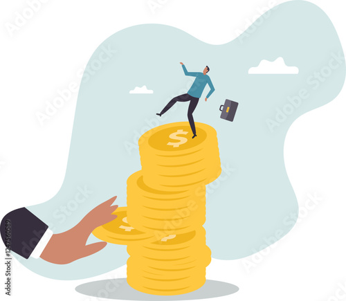Investment risk from stock market crash, pull money or liquidity back, market volatility, unstable and uncertainty.business concept.flat character.