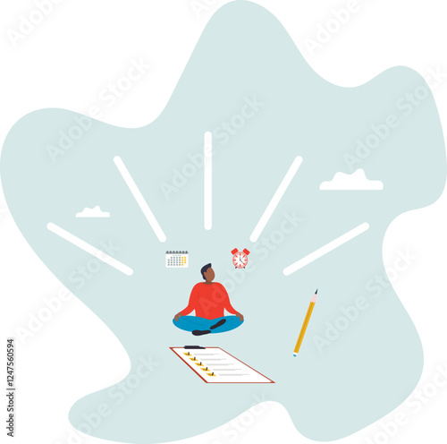 Self discipline or self control to complete work or achieve business target, time management to increase productivity.business concept.flat character.