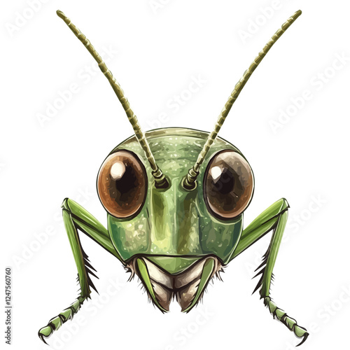 Cricket Head Vector Illustration | Detailed and Vibrant Insect Art  
